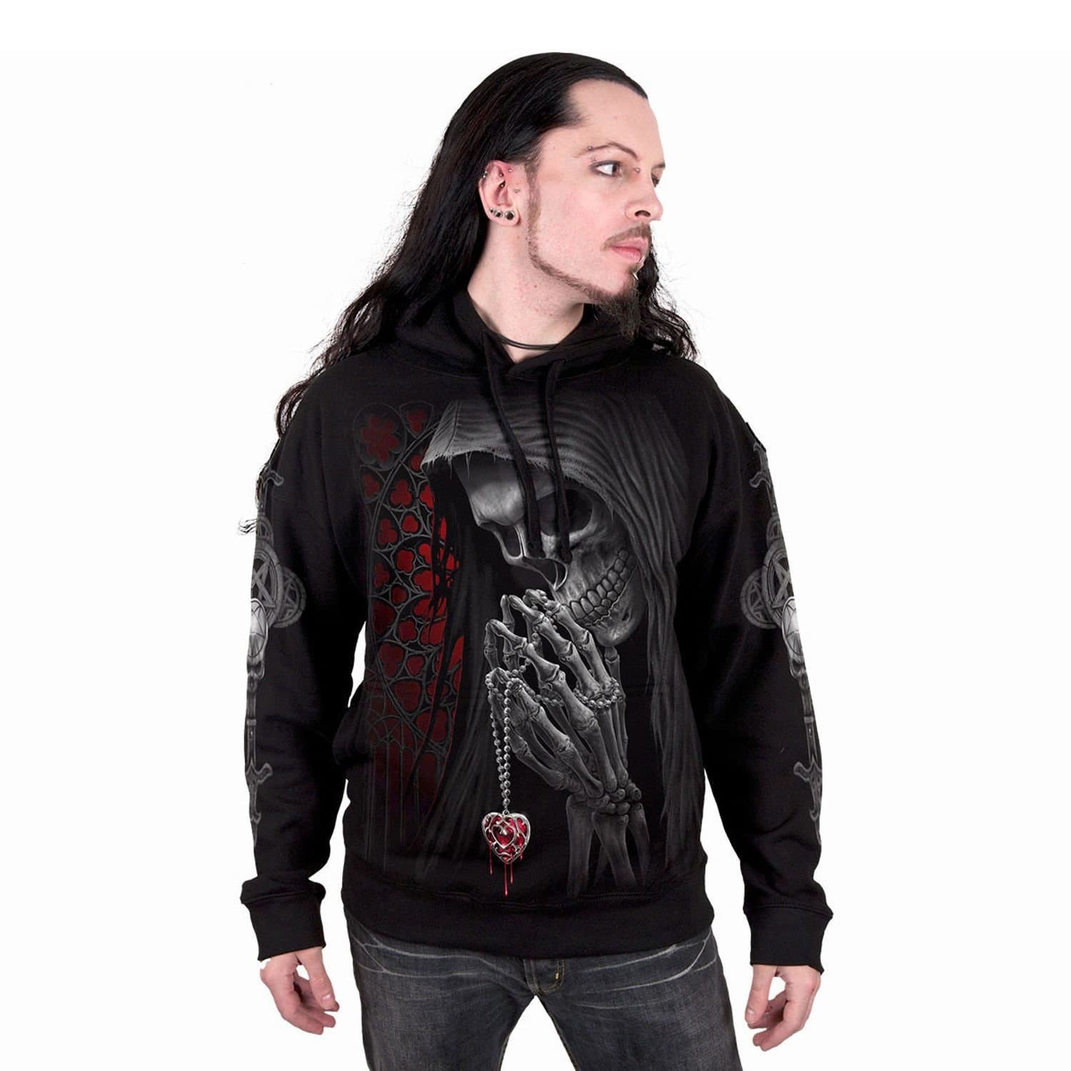 Spiral Direct Spiral Direct Men's Forbidden Back Print Pullover Hoodie in Black