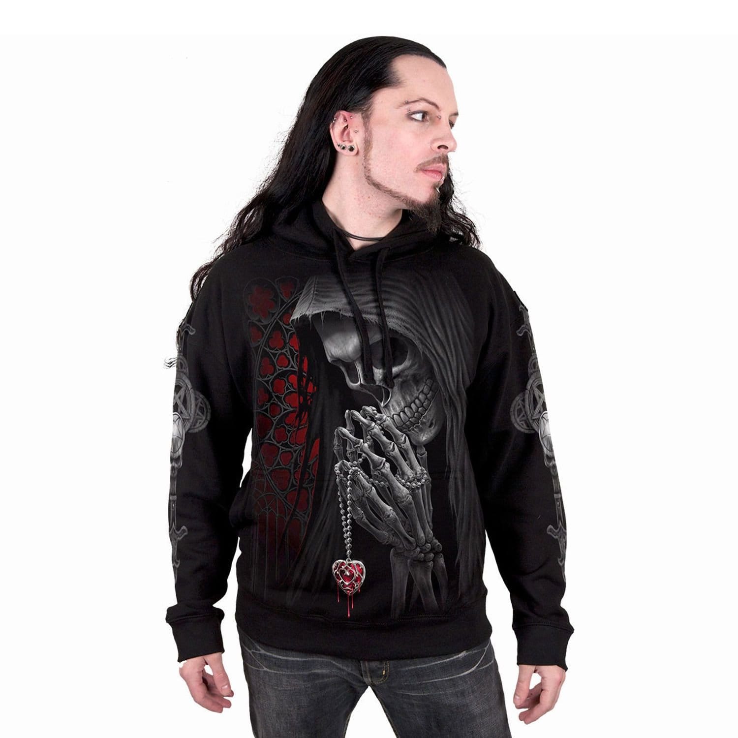 Spiral Direct Men's Forbidden Back Print Pullover Hoodie in Black