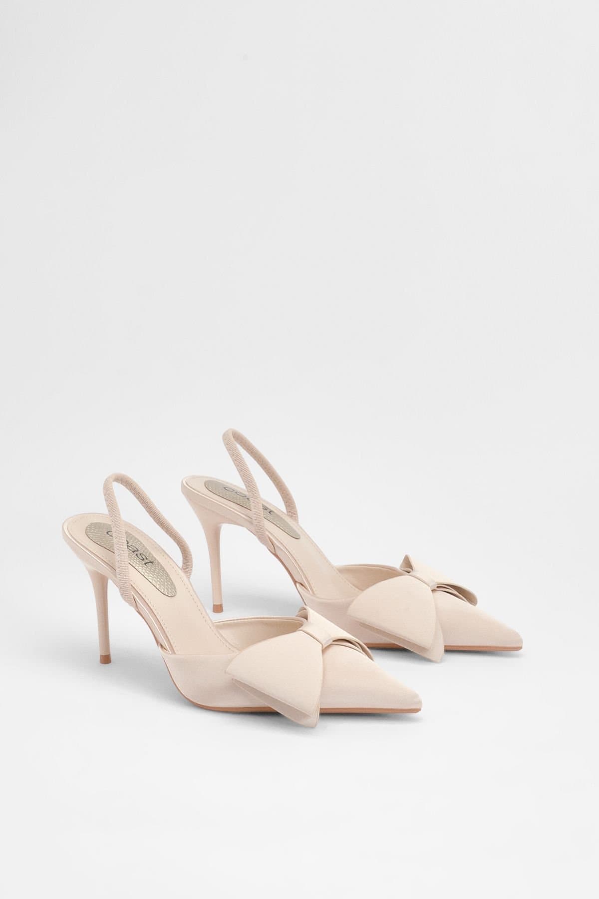 Coast Coast Women's Beige Satin Slingback Heels