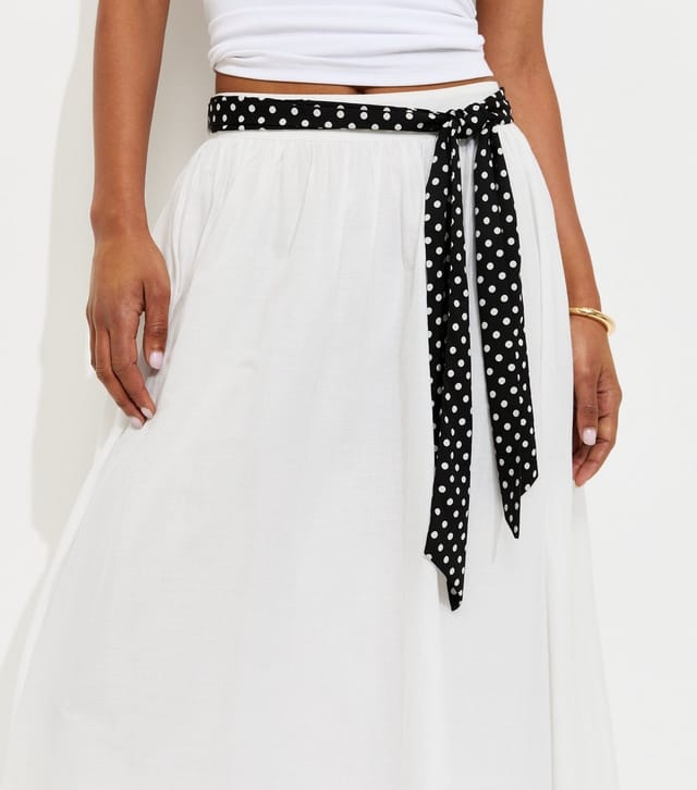 New Look Women's White Crepe Belted Maxi Skirt New Look - 2