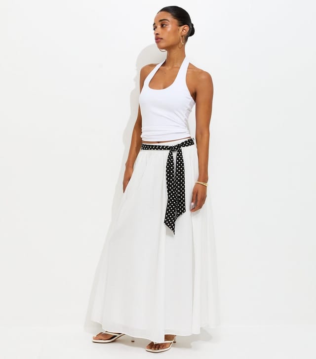 New Look Women's White Crepe Belted Maxi Skirt New Look - 3