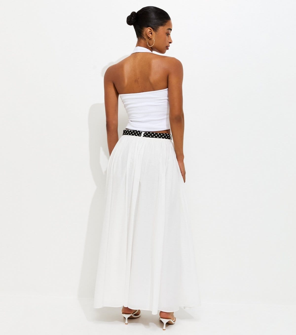 New Look Women's White Crepe Belted Maxi Skirt New Look - 4