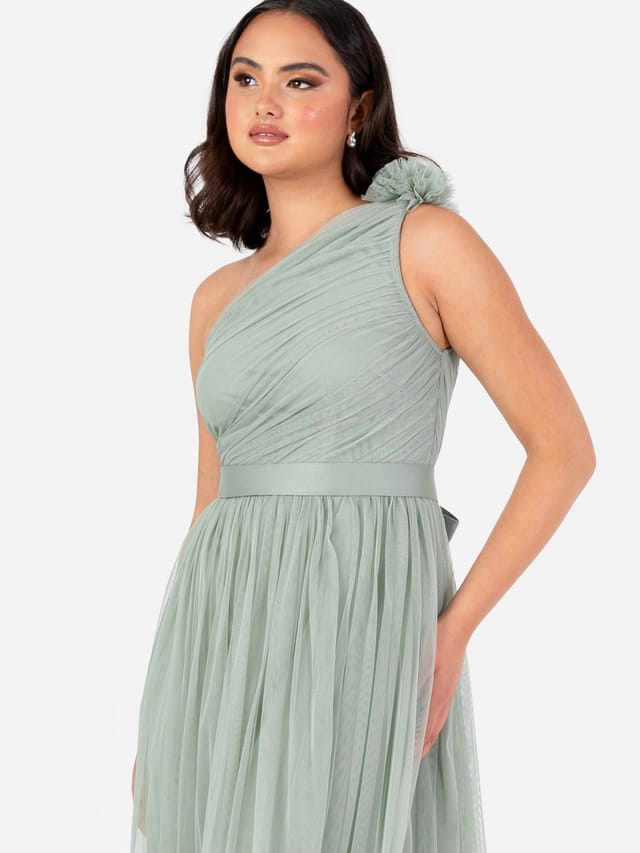 Anaya with Love Anaya with Love Women's One Ruffle Shoulder Maxi Dress in Green - 2