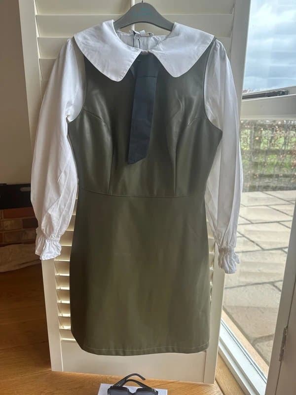 Never Fully Dressed Women’s Never Fully dressed leather olive dress in size 10