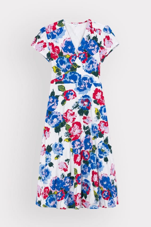 Kettlewell Kettlewell Women's Floral Print Tie Back Midi Dress in White - 2