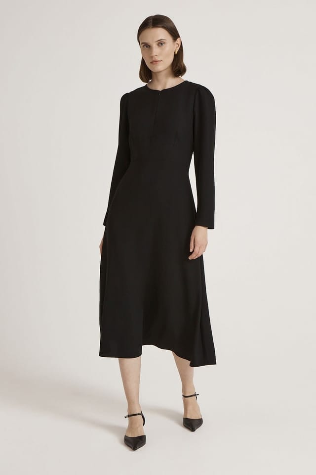 Finery London Finery London Women's Petite Caley Crepe Zip Front Midi Dress in Black - 2