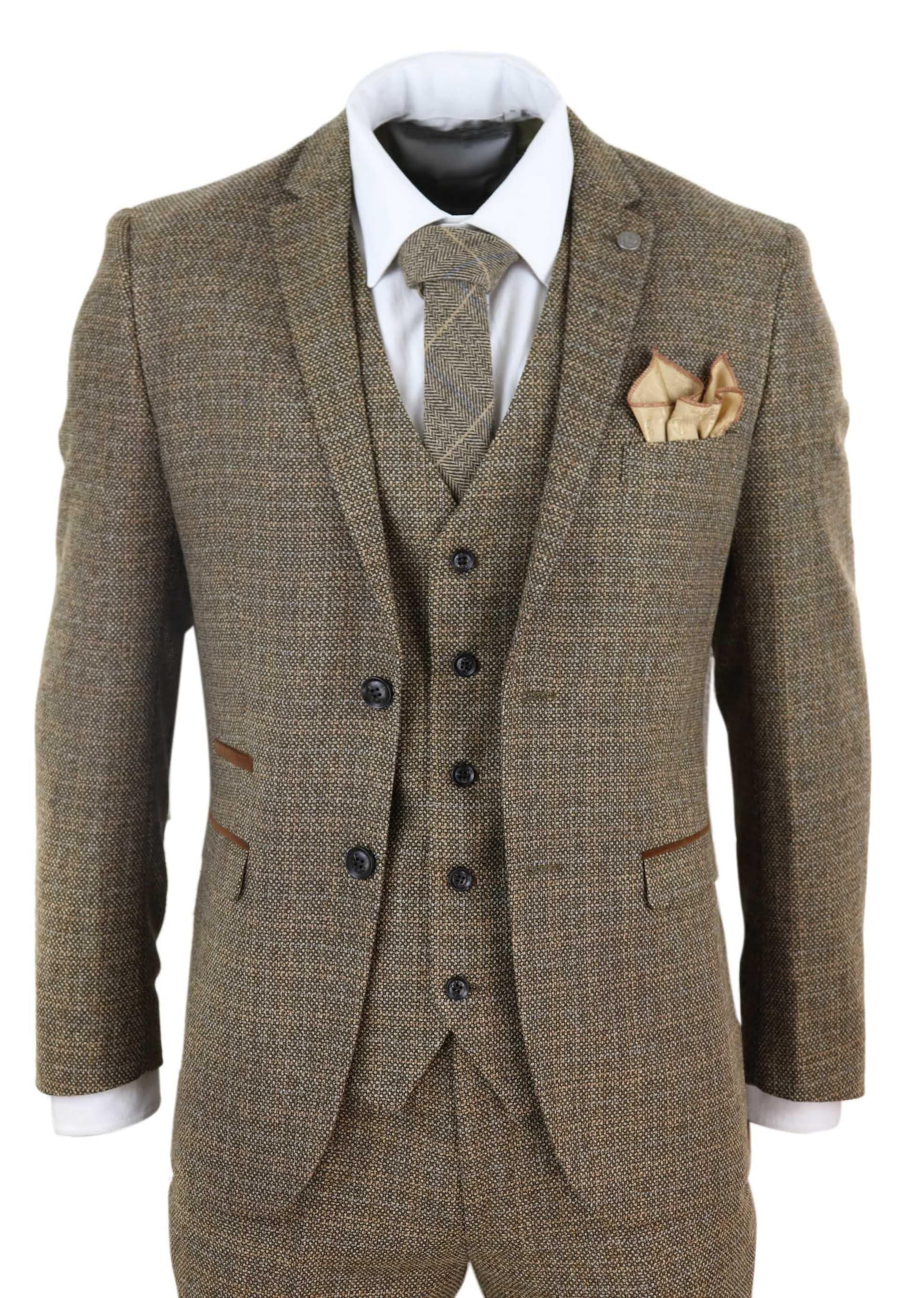 Paul Andrew Paul Andrew Men's Ralph 3 Piece Suit Tweed Check Vintage in Brown