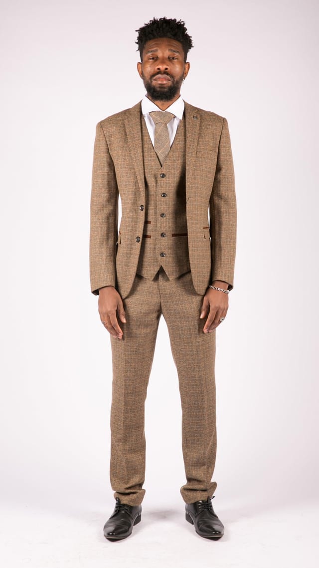 Paul Andrew Paul Andrew Men's Ralph 3 Piece Suit Tweed Check Vintage in Brown - 2