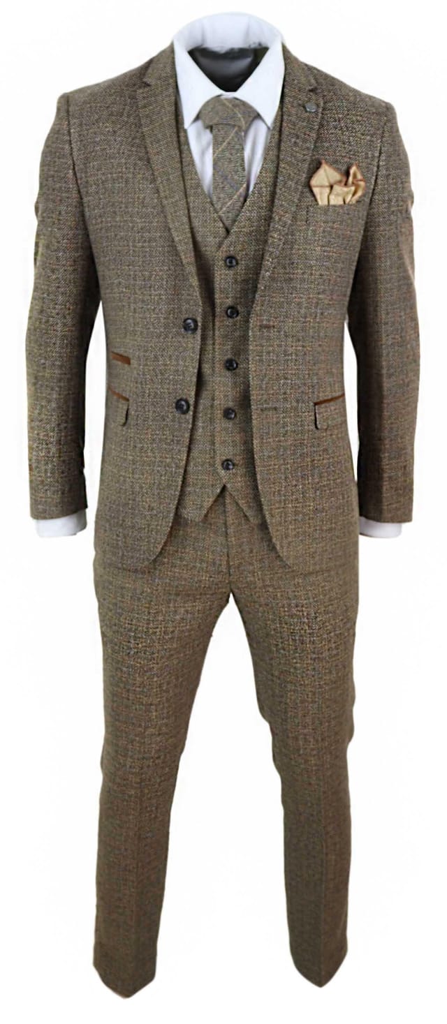 Paul Andrew Paul Andrew Men's Ralph 3 Piece Suit Tweed Check Vintage in Brown - 3