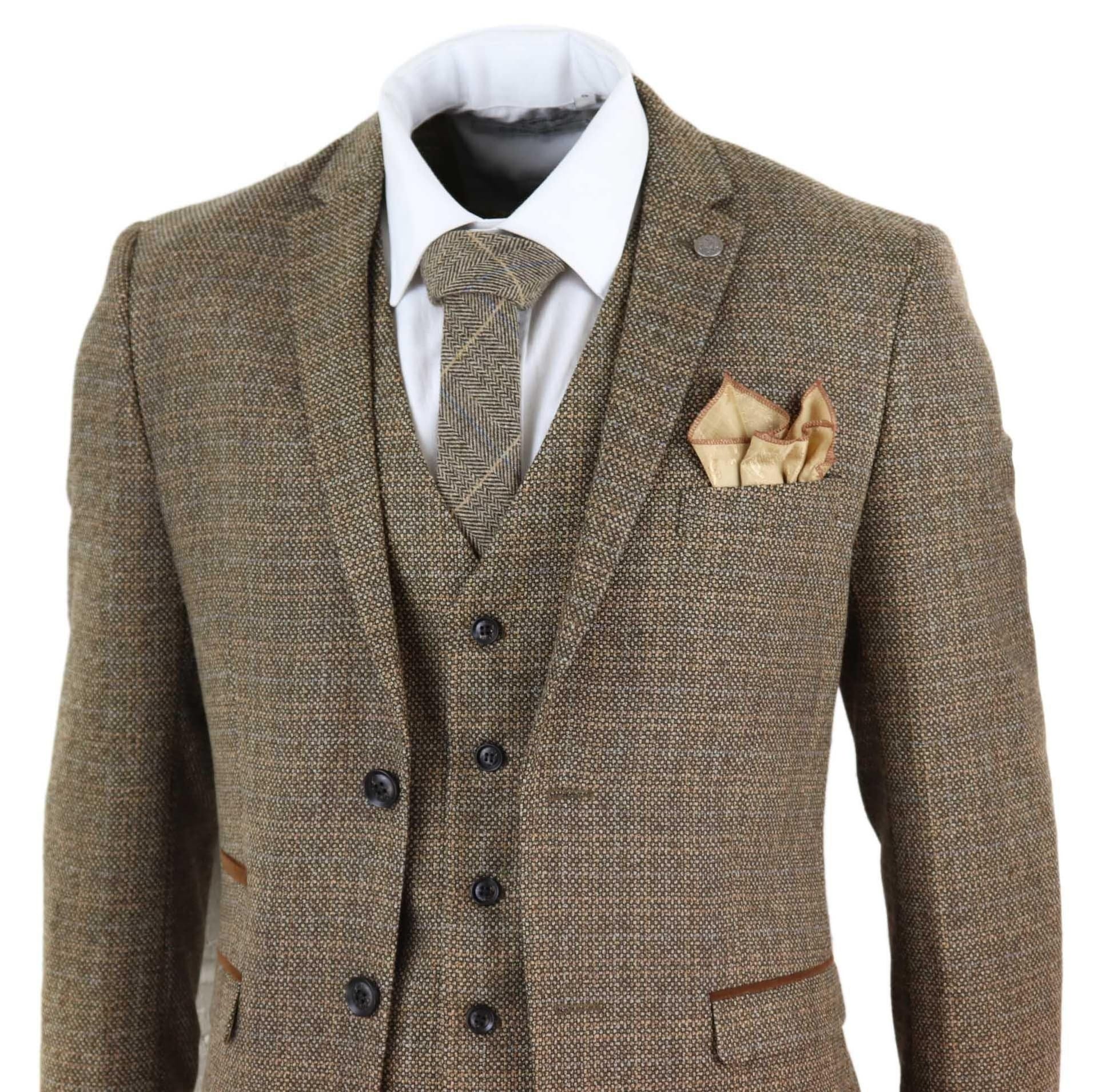 Paul Andrew Paul Andrew Men's Ralph 3 Piece Suit Tweed Check Vintage in Brown - 4