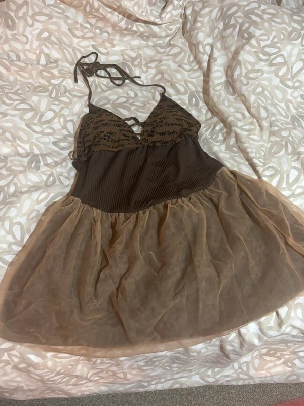 ASOS Brown Halter Mesh Swim Dress / Swimsuit, Unworn