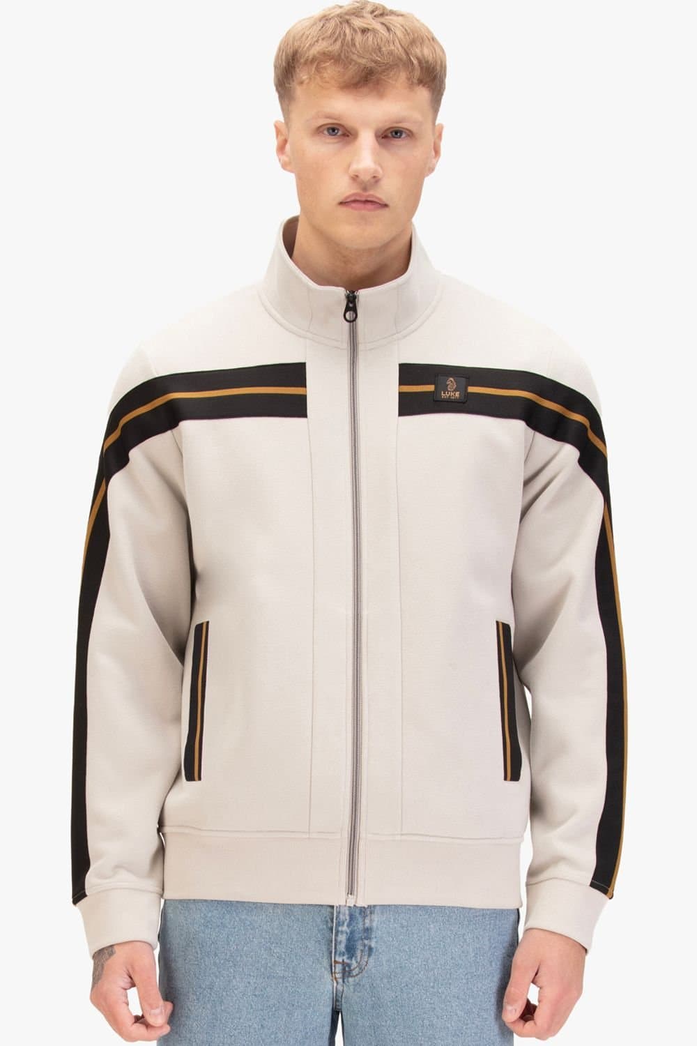 Luke 1977 Luke 1977 Men's Duke 1000 Zip Through Sweatshirt in Light Grey