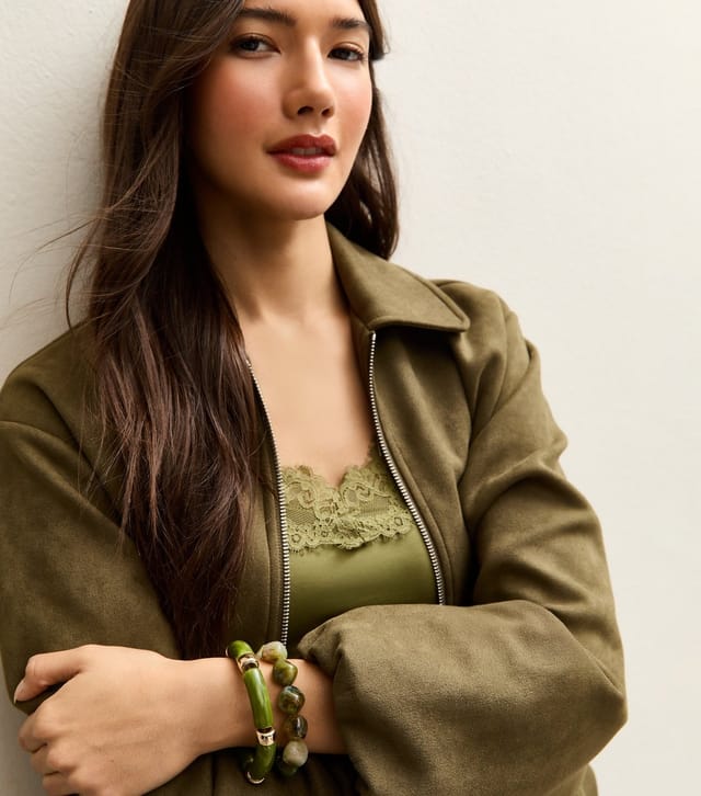 New Look Light Green Pack Of 2 Mixed Bead Bracelets New Look - 2