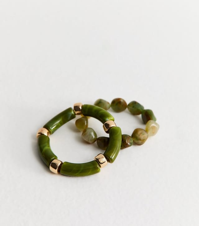 New Look Light Green Pack Of 2 Mixed Bead Bracelets New Look - 3