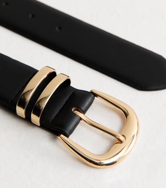 New Look Black Faux Leather Buckled Belt New Look - 3