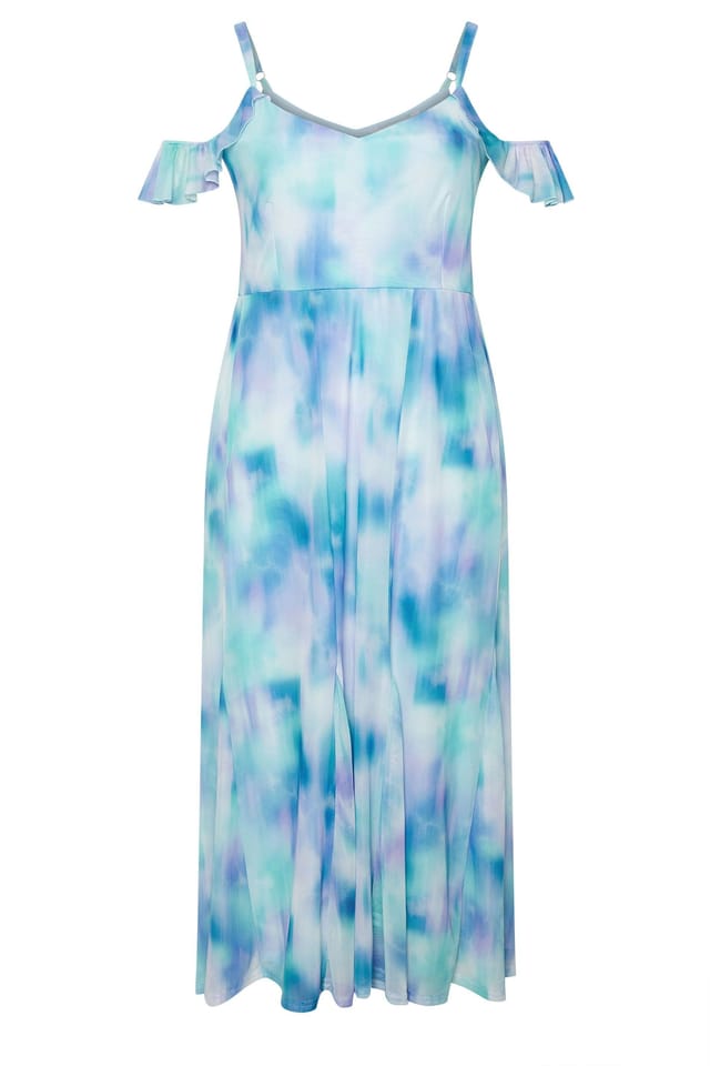 Yours Yours Women's Abstract Cold Shoulder Midi Dress in Baby Blue - 2