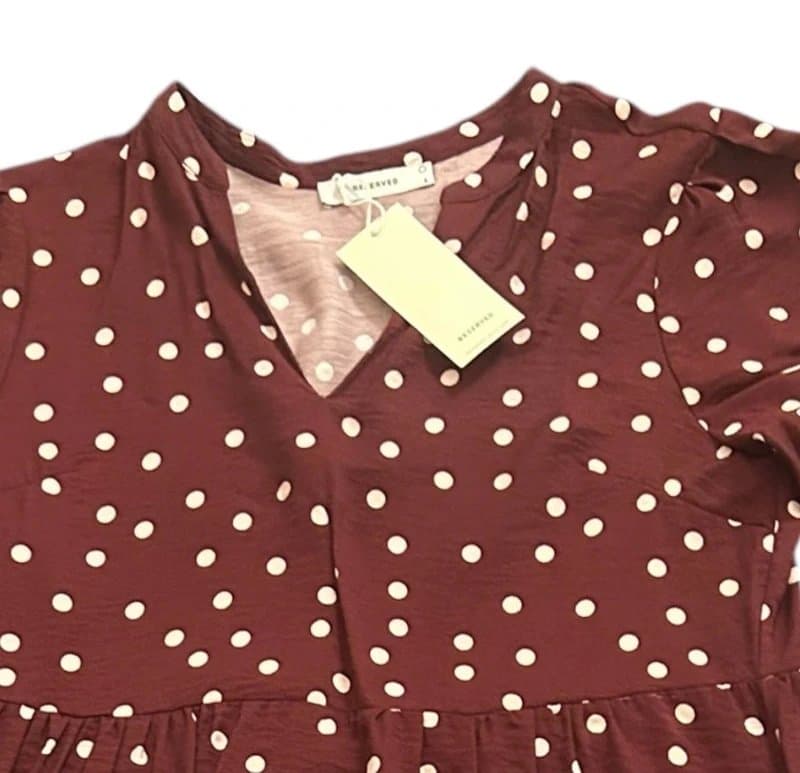 Reserved Reserved Polka Dot Midi Dress - Size S - Burgundy & Pink Premium Holiday Wear