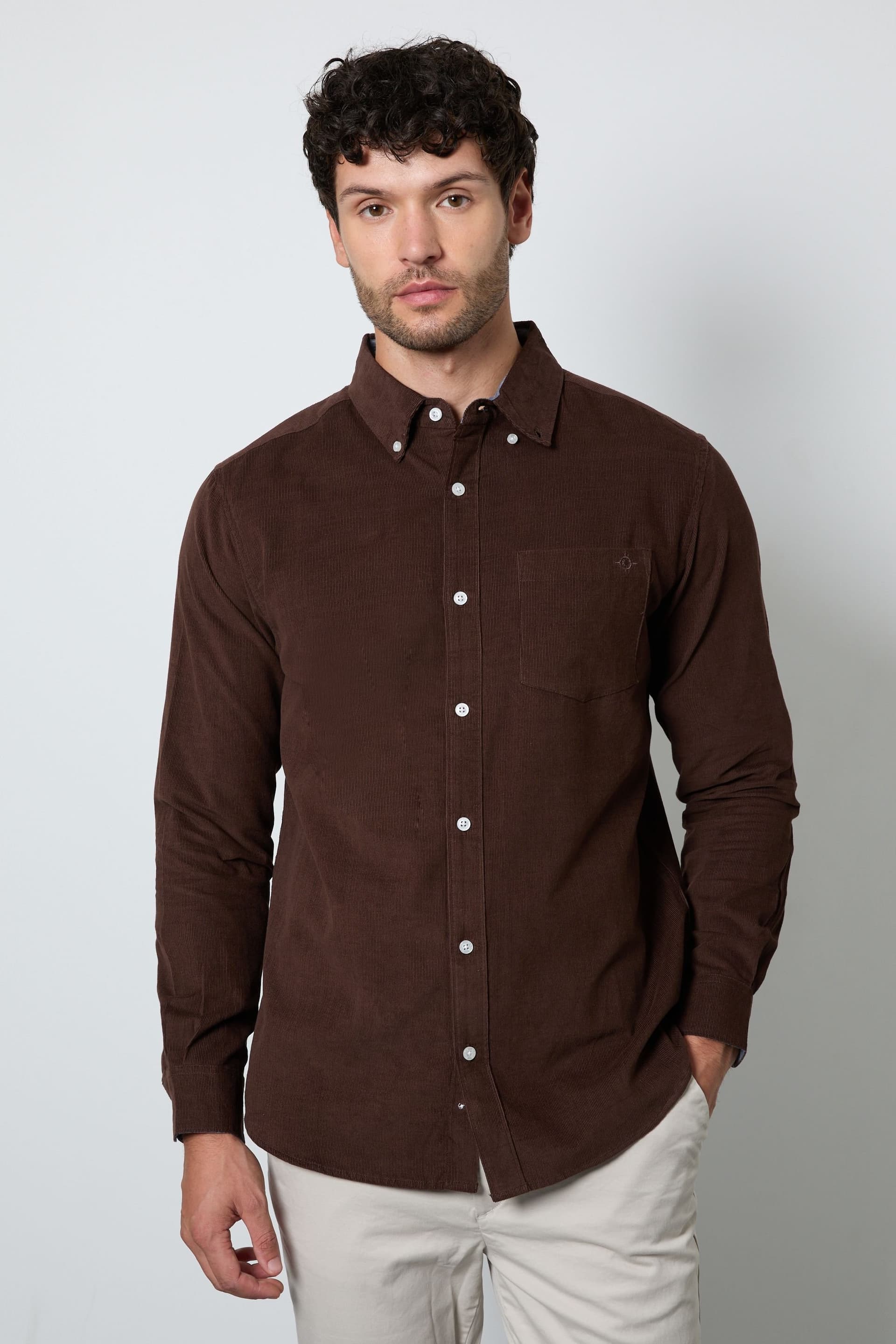 Maine Maine Men's Chocolate Corduroy Long Sleeve Shirt