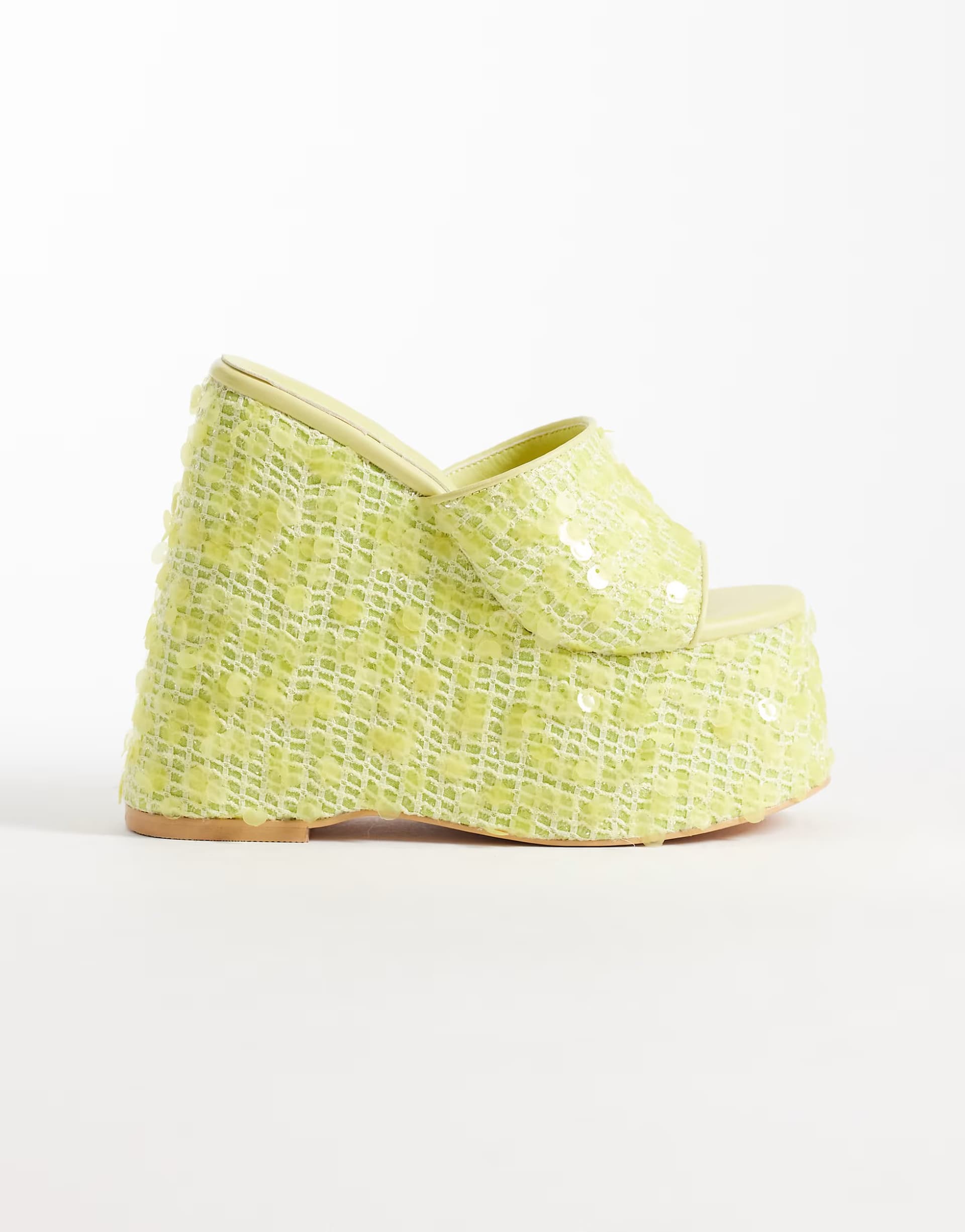 ASOS Azalea Wang Betsey wedge heeled sandals yellow sequin