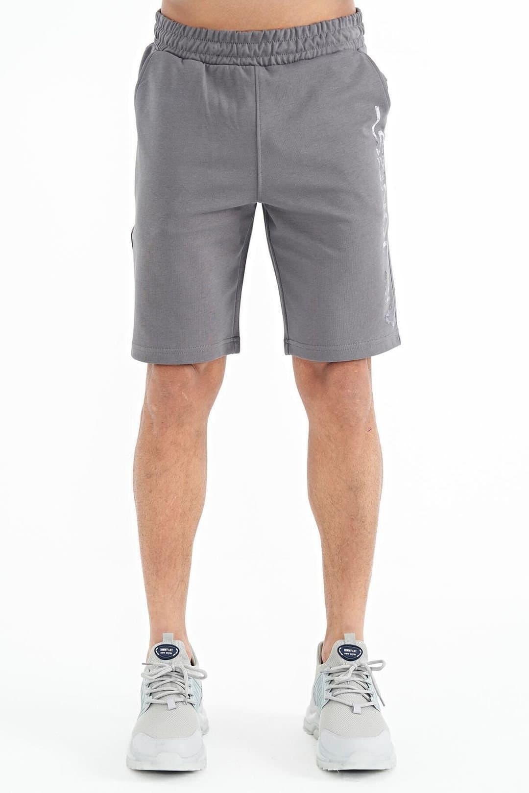 Tommy Life Tommy Life Men's Printed Fleece Sweat Shorts in Charcoal