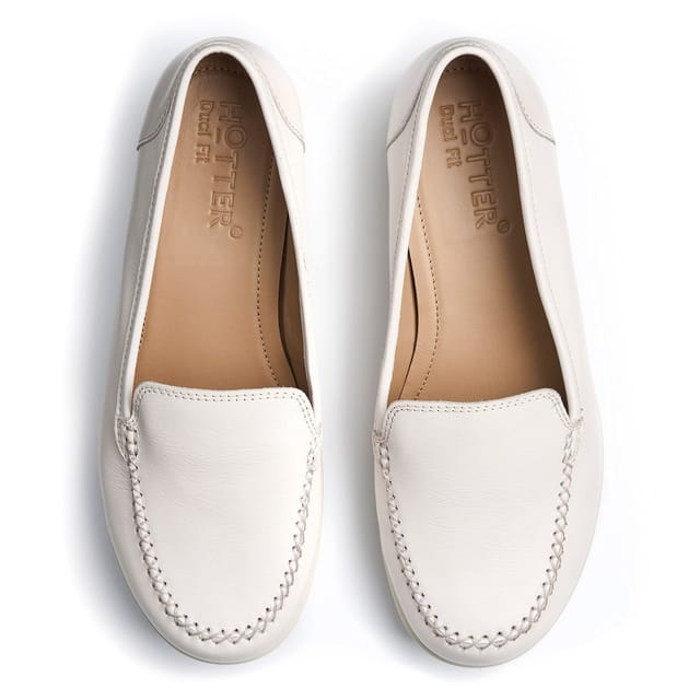 Hotter Hotter Women's Extra Wide 'Jazz' Moccasins in Off-White - 3
