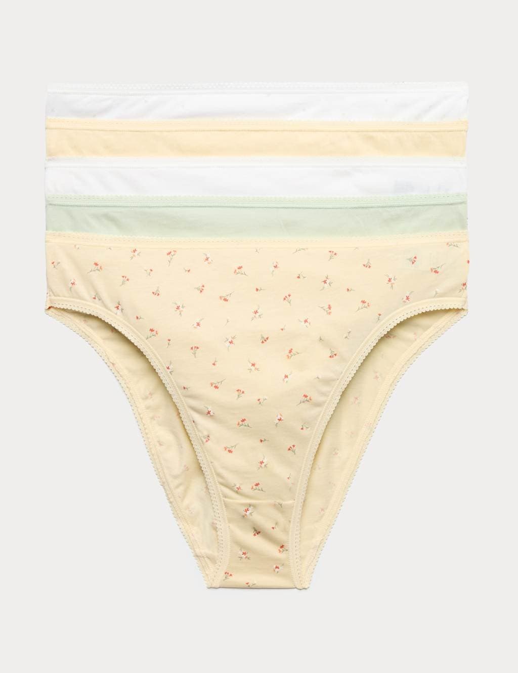Marks & Spencer M&S 5pk Pure Cotton High Leg Knickers Orange Mix