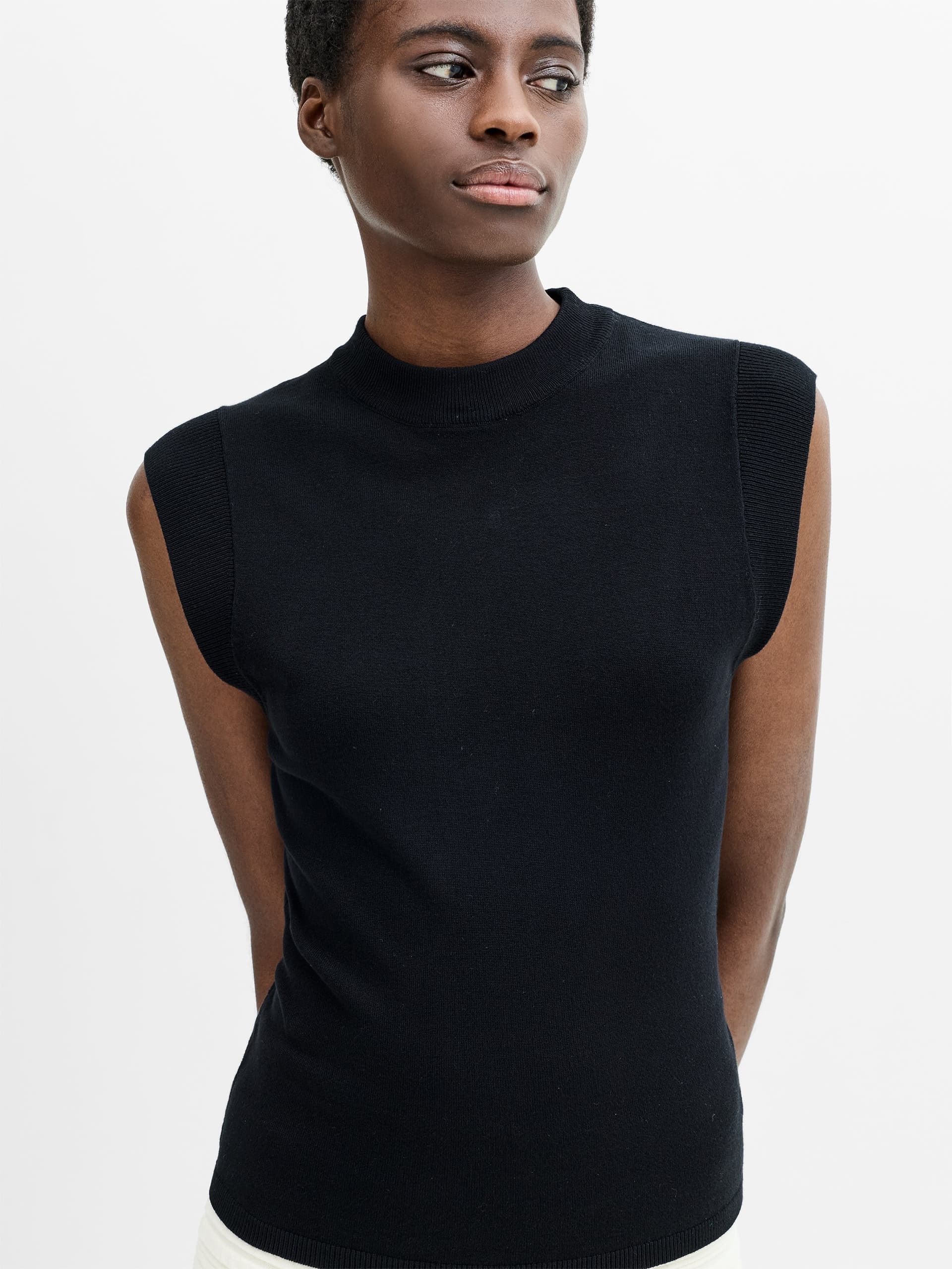 French Connection Ilene Black Tie Back Knit Top Black