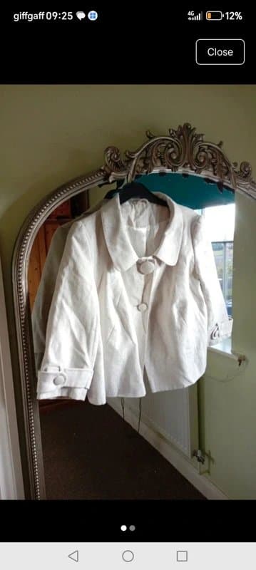 Vintage Dressing Ladies size 12 shimmer sparkle crop oyster cream short jacket smart