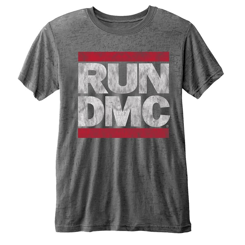 Run DMC Run DMC Men's Burnout Logo T-Shirt in Charcoal