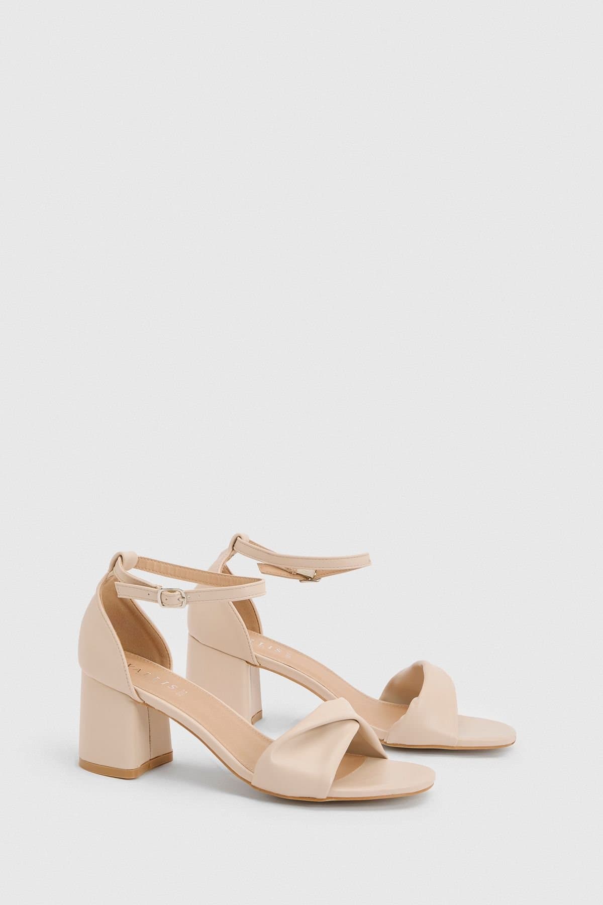 Wallis Wallis Beige Faux Leather Low Block Heel Sandals