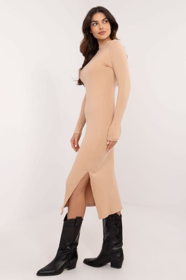 Love Lace Love Lace Women's Everyday Midi Pencil Cotton Stretch Dress in Beige - 2
