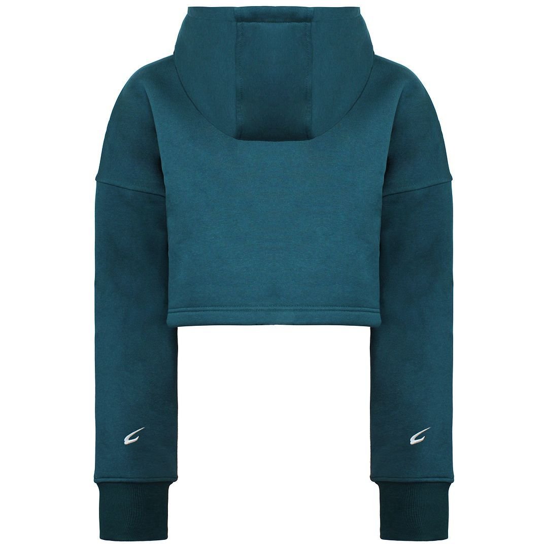 BoxRaw BoxRaw Women's Teal Pullover Johnson Cropped Hoodie in Blue - 2