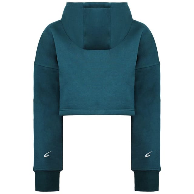 BoxRaw BoxRaw Women's Teal Pullover Johnson Cropped Hoodie in Blue - 2