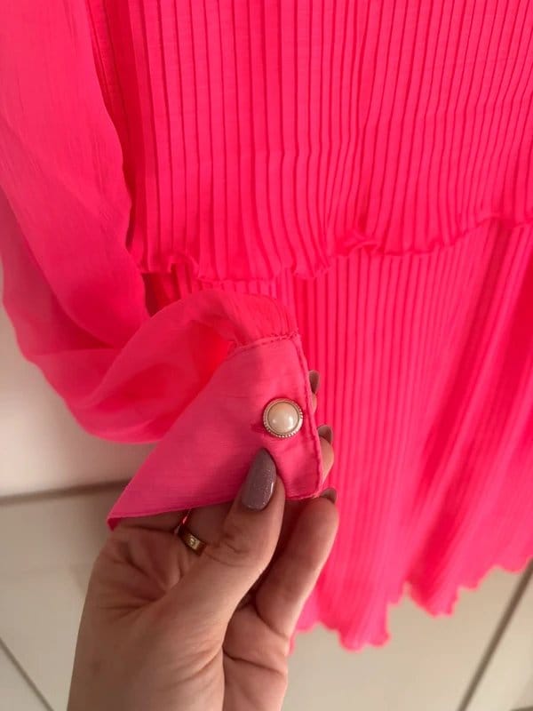 River Island Bright Pink Pleated Mini Dress Size 10