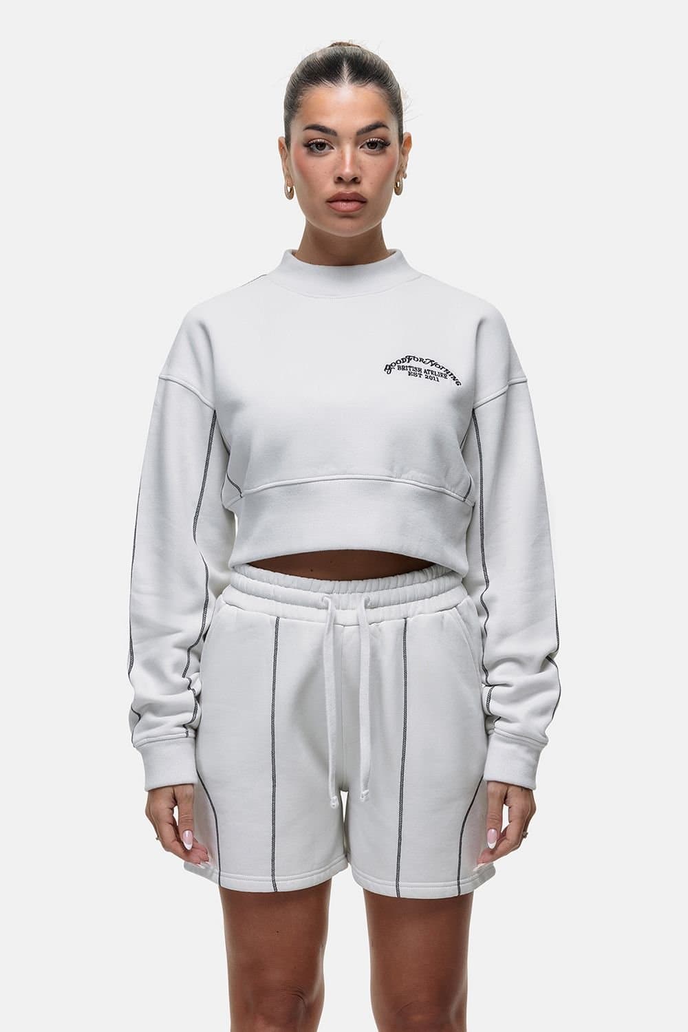 Good For Nothing Good For Nothing Women's Cropped Sweatshirt in Light Grey