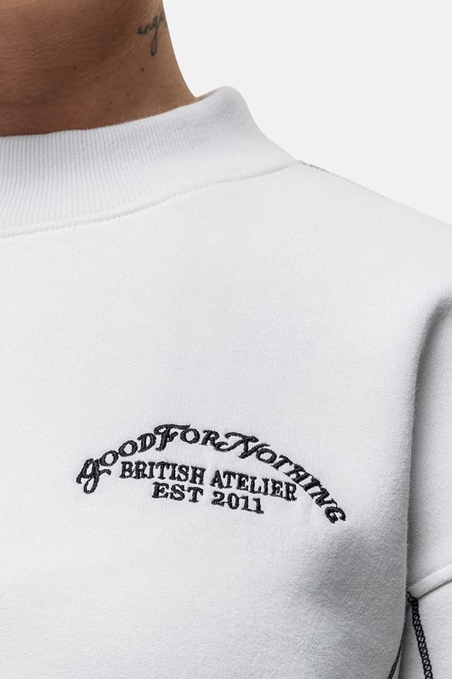 Good For Nothing Good For Nothing Women's Cropped Sweatshirt in Light Grey - 3