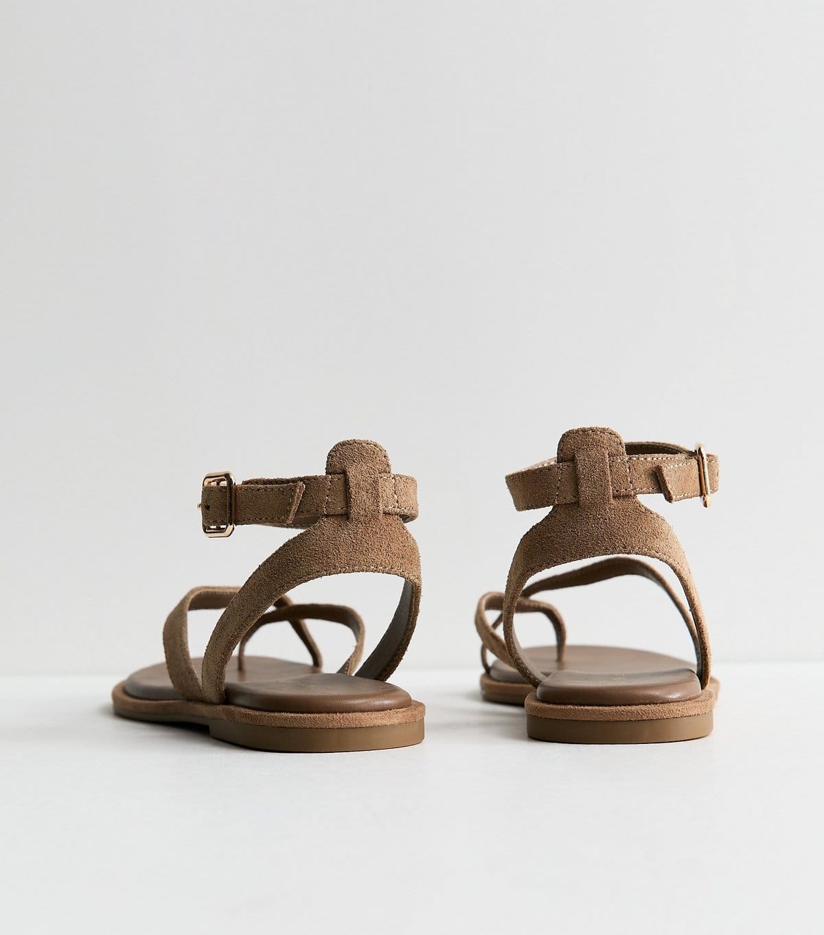 New Look Women's Premium Real Leather Camel Crossover Strap Flat Sandals New Look - 4