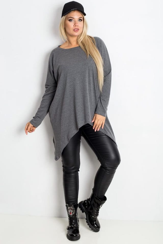 Love Lace Love Lace Women's Plus Size Cotton Tunic with Pockets in Grey - 2