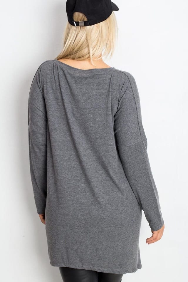 Love Lace Love Lace Women's Plus Size Cotton Tunic with Pockets in Grey - 3