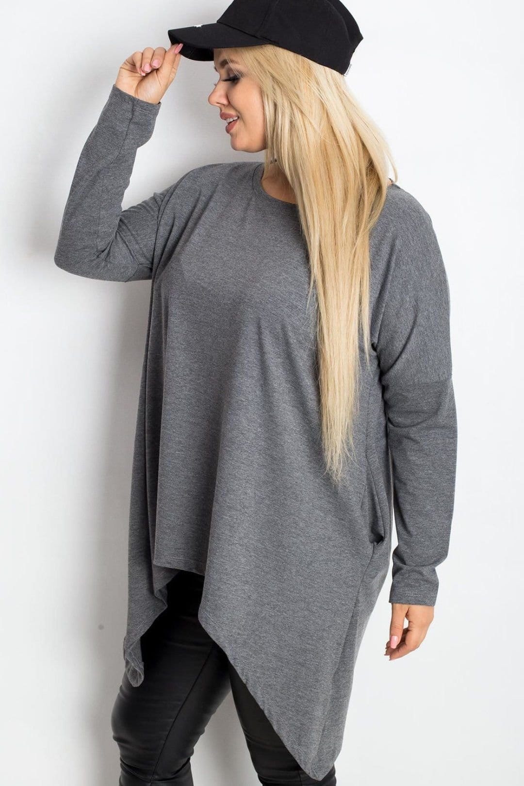 Love Lace Love Lace Women's Plus Size Cotton Tunic with Pockets in Grey - 4