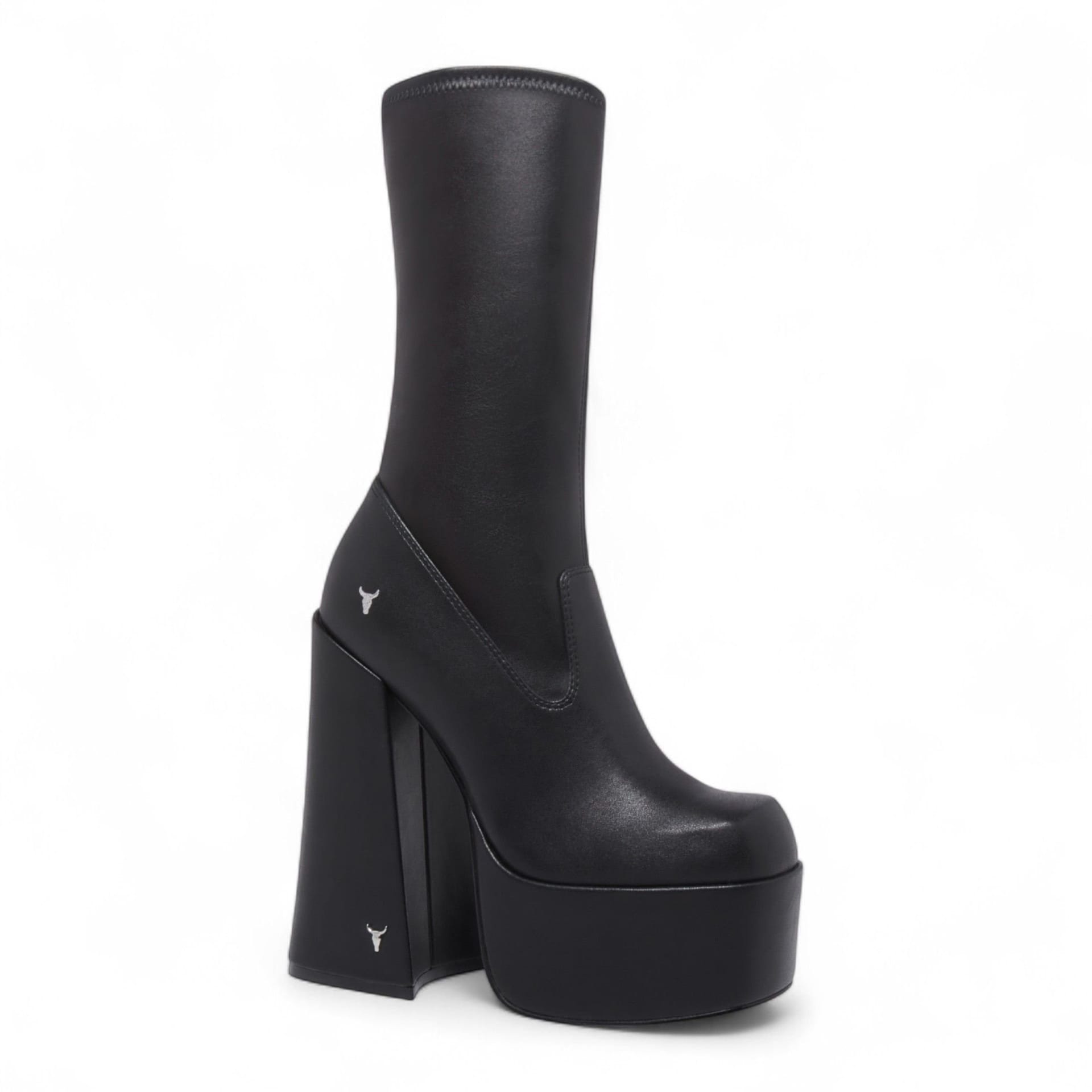 Windsor Smith Windsor Smith Women's Mid-Calf Sock Platform Goth Heel Boots - Saviour in Black - 4
