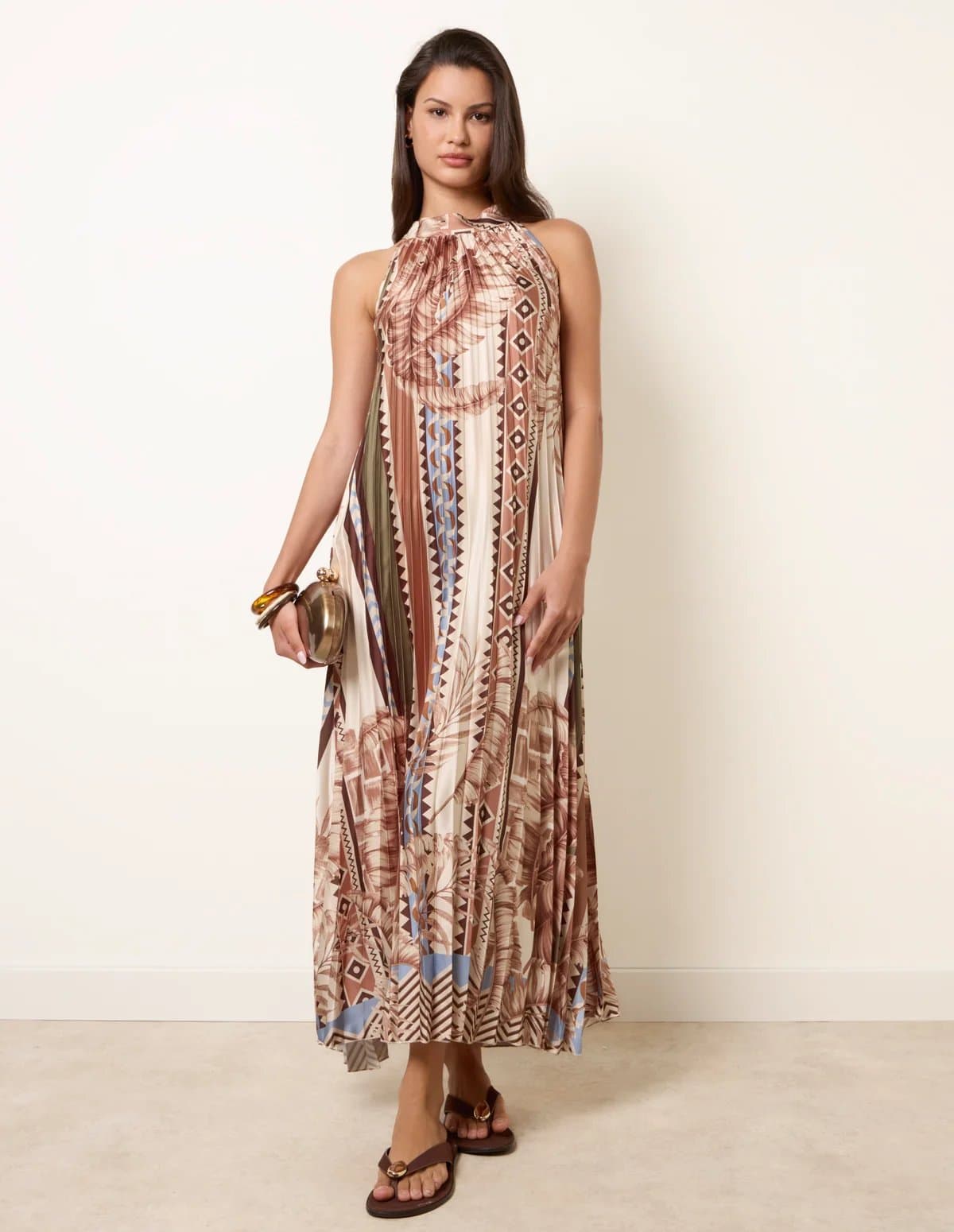 Blue Vanilla Satin Pleated Dress