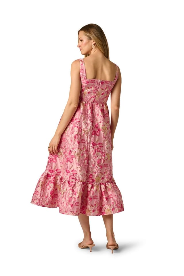 Adrianna Papell Adrianna Papell Women's Jacquard Flounce Midi Dress - 3