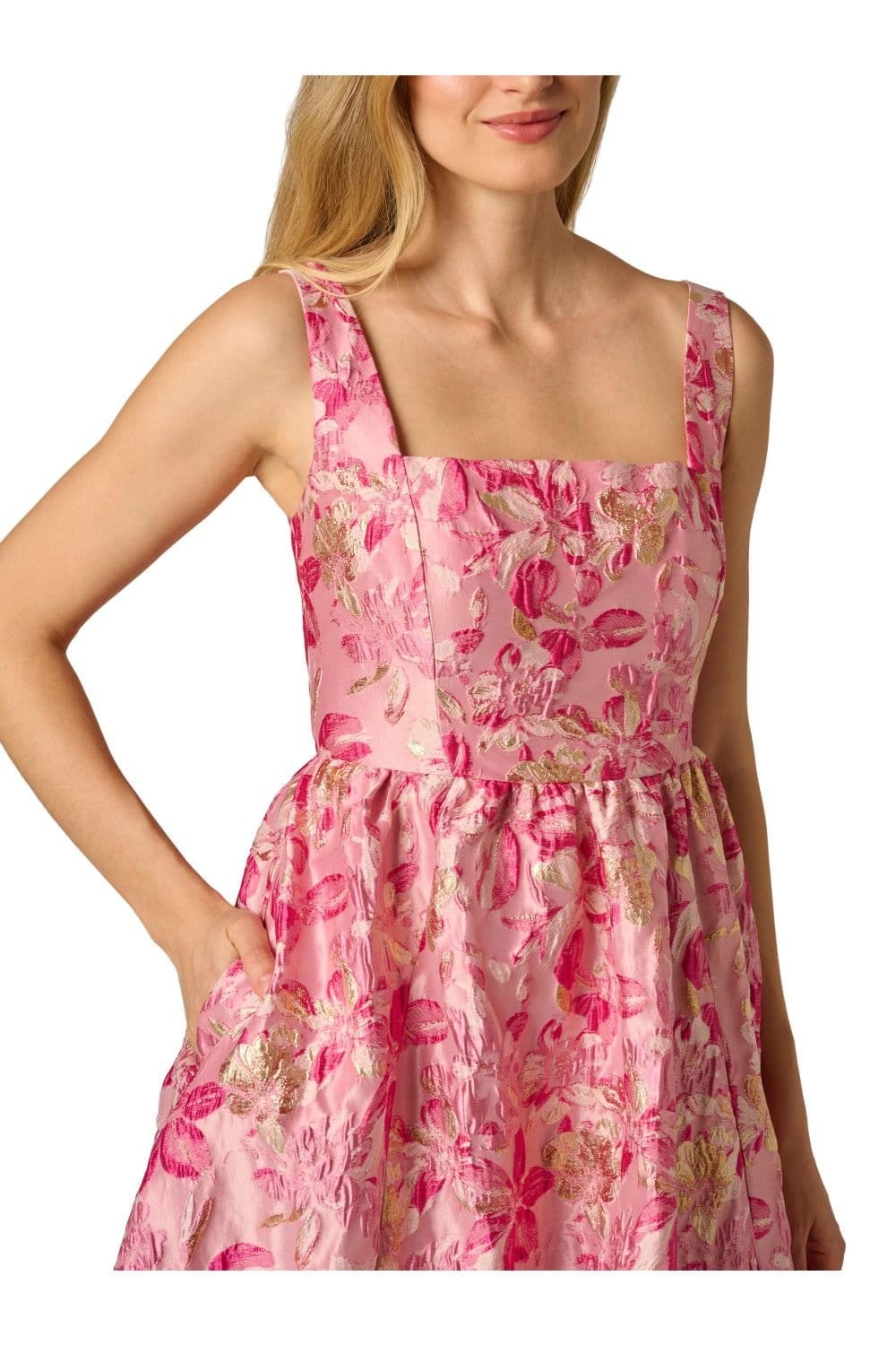 Adrianna Papell Adrianna Papell Women's Jacquard Flounce Midi Dress - 4