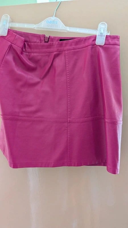 New Look Cerise Pink Leather Look Mini Skirt