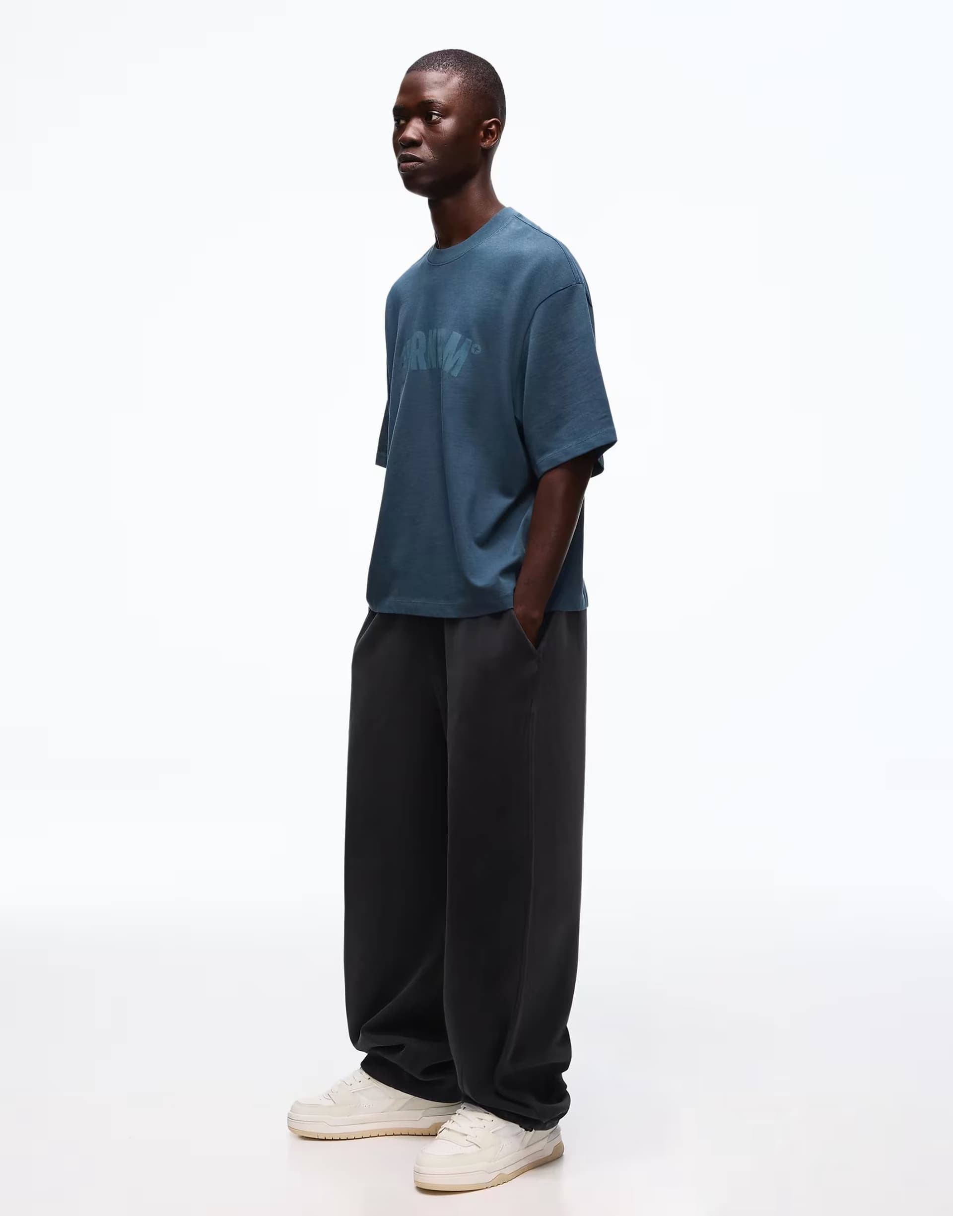 ASOS Bershka Interlock balloon trousers in black