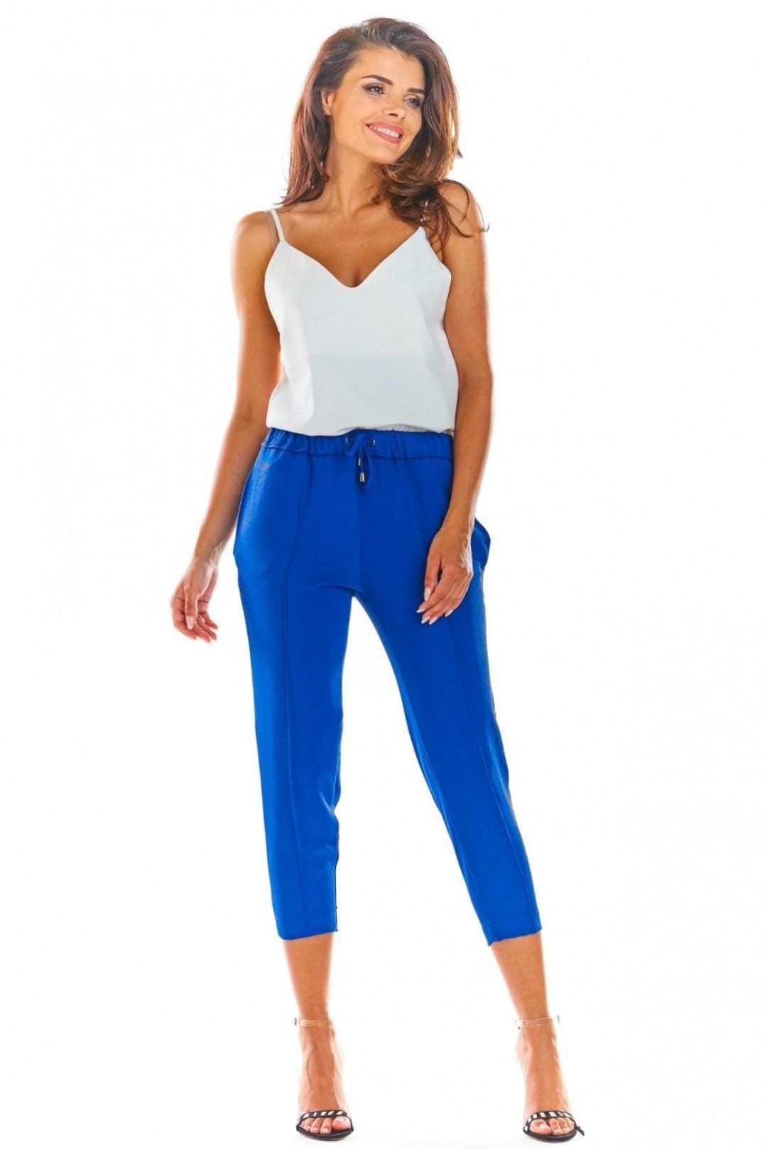 Love Lace Blue Tailored Cigarette Trousers with Frill