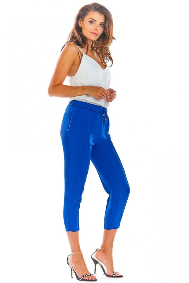Love Lace Love Lace Women's Elegant Tailored Cigarette Trousers with Frill in Blue - 2