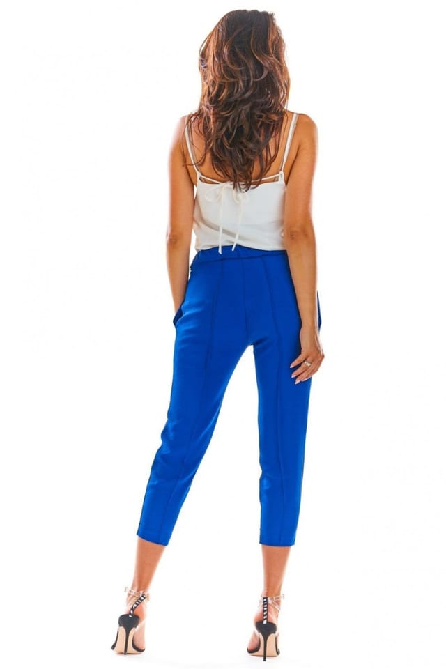 Love Lace Love Lace Women's Elegant Tailored Cigarette Trousers with Frill in Blue - 3