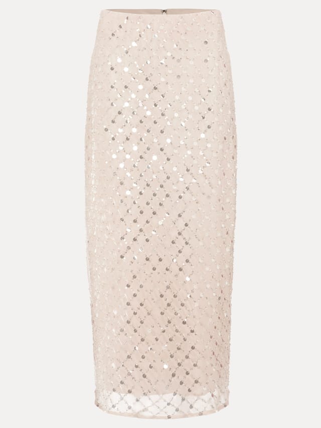 Phase Eight Phase Eight Women's Alma Embellished Pencil Skirt in Light Beige - 2
